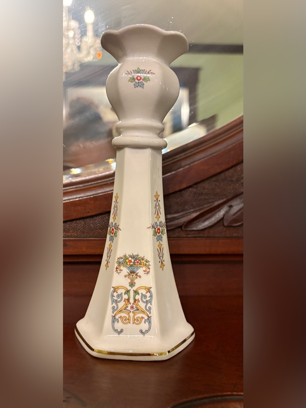 Aynsley Bone China Candle Holder Henley Pattern